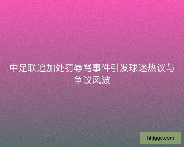 中足联追加处罚辱骂事件引发球迷热议与争议风波